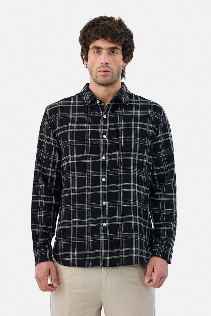 Men's Black Checked Casual Shirt
